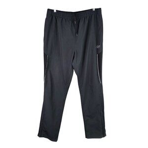 Mens New Balance Black Athletic Track Pants Polyester Blend Reflective Trim L